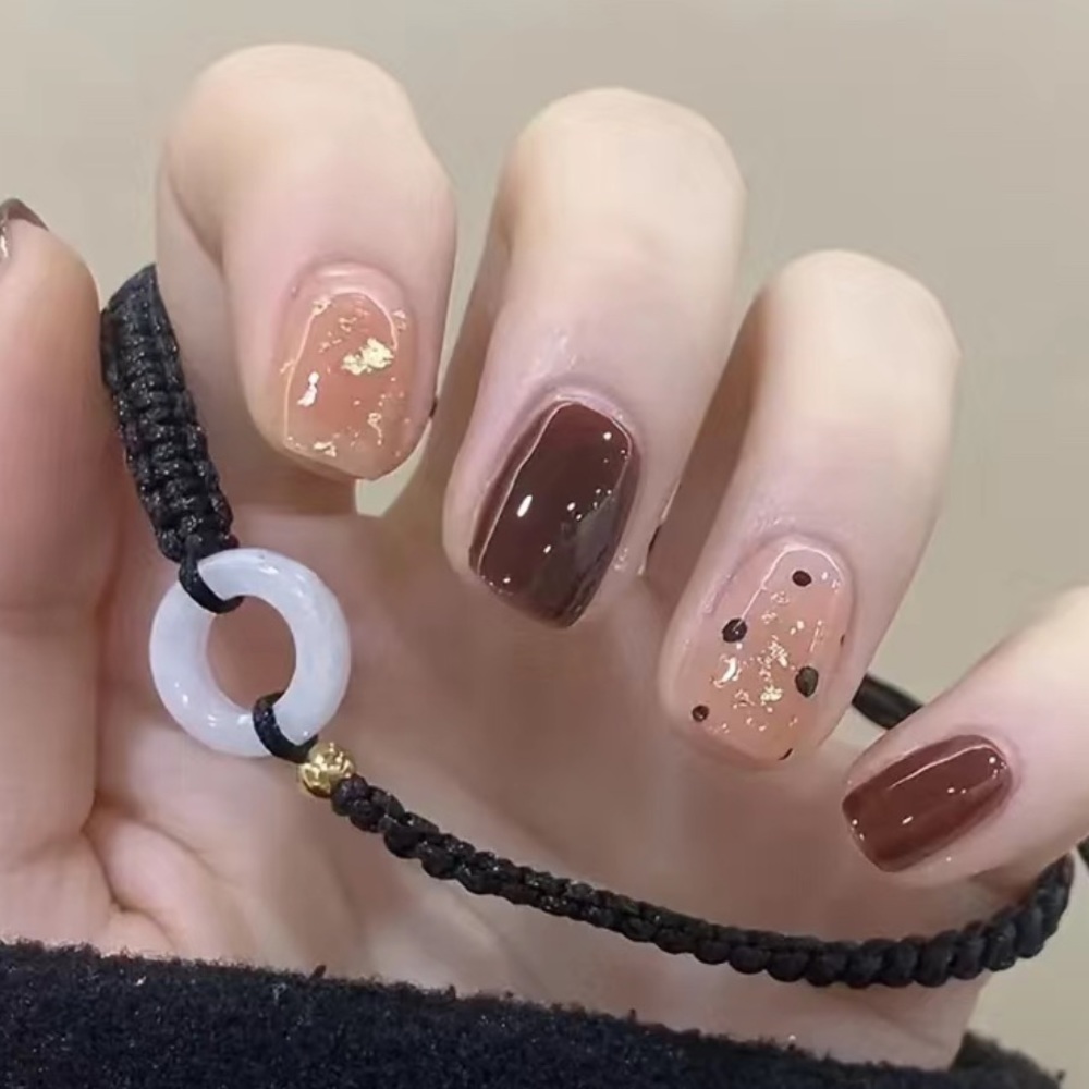 Brownie Drip - Nail Junkie - full artificial nail set